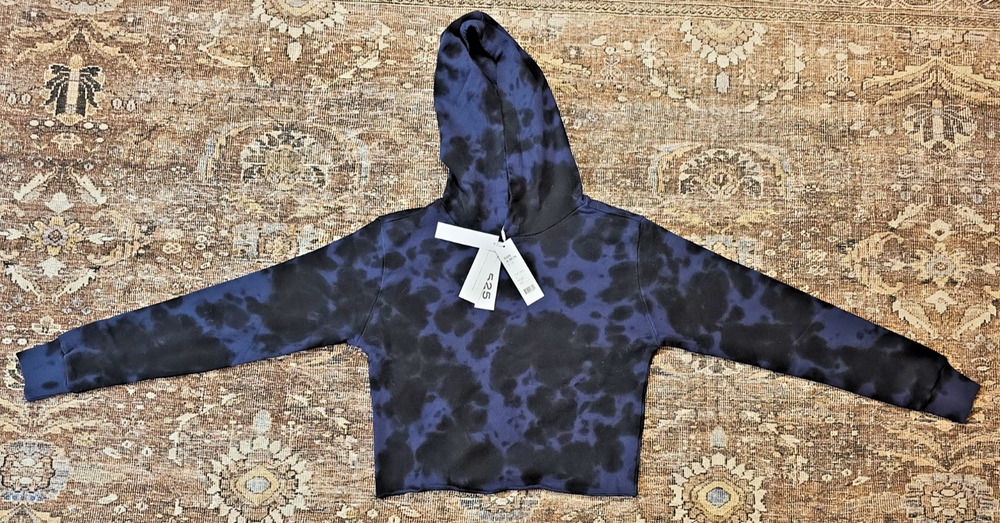 525 America Revolve Indigo Tie Dye Cropped Hoodie Cotton Pullover Blue XS NWT